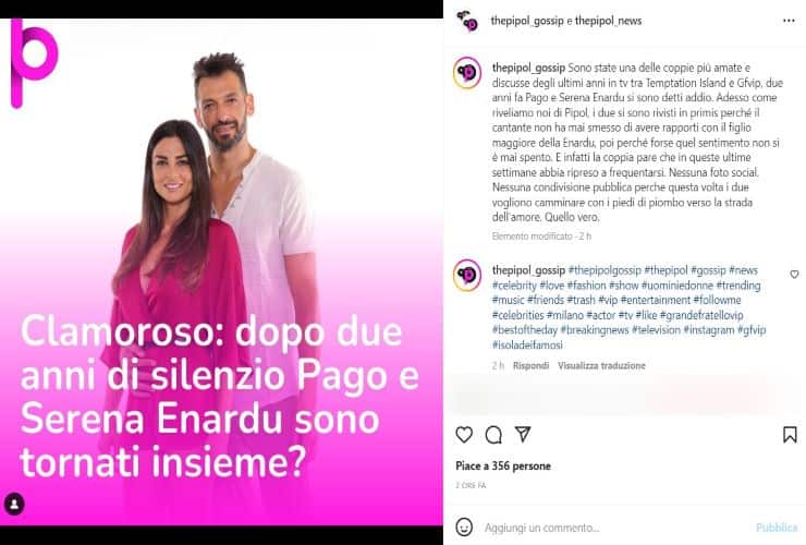 Pago e Serena Enardu di nuovo insieme - www.cilentolive.com