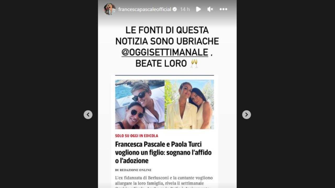 Francesca Pascale storia su Instagram - www.cilentolive.com